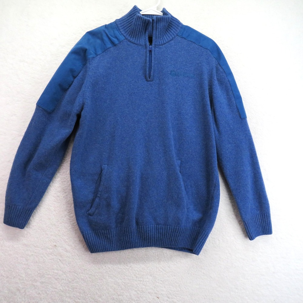 Beretta Sweater Mens Extra Large Blue Wool Blend Half‎ Zip Pullover Made Italy